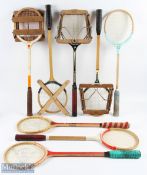 c1960-1980 Wooden Squash Rackets, to include Wisden Winner, Dunlop Blue Flash x2, Dunlop White