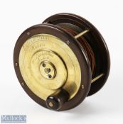 A fine Eaton & Deller Makers, 6 & 7 Crooked Lane, London, brass and ebonite fly reel 4.5