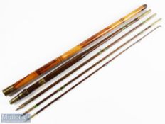 C Farlow & Co London greenheart fly rod Valise style 8' 4pc, brass reel fittings and collars,