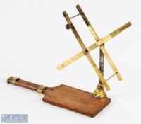 Folding brass line winder/dryer on wood base and reel seat, Wilson Wetherall type