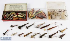 A collection of Artificial Baits and Spinner Mounts: 15x naturalistic baits, Devons and Phantoms;
