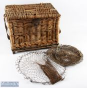 Large Coarse Wicker Fishing Tackle Basket measuring 45cm x33cm x35cm approx. comes with a small keep