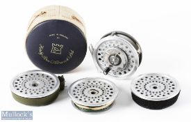 Hardy Bros Marquis 7 multiplier alloy fly reel plus 3 spare spools, 3.50