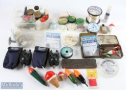 Fishing Accessories: a mixed lot to include bottles/tins of Mucilin, Hardy fly spray, Leeda XL
