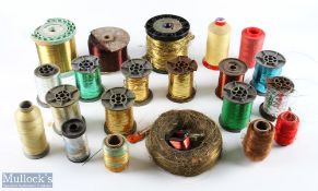 A selection of Blick spools of fly tying material: to include tinsel, wire, polyester, thread - 9x