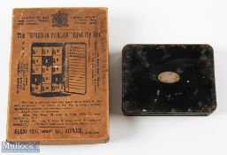 Hardy Girodon Japanned Fly box, with 9 lidded section, plus an empty Hardy Girodon box for a 15