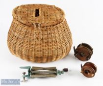 Large Pot-Bellied Wicker Creel overall size approx. 15