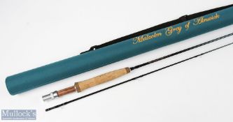 Malcolm Grey Alnwick carbon brook fly rod, 6' 2pc line.75# alloy uplocking reel seat with wood