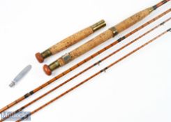 J J S Walker Bampton Alnwick split cane trout/light salmon fly rod No 8531, 11' 3pc, with spare tip,