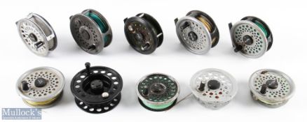 A collection of alloy fly reels all working well, made up of: 2x Leeda Rimfly reels with 3 spare