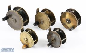 5x Brass Plate Wind Reels - W Haynes, Cork 3.25