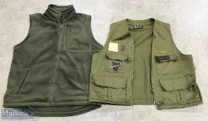 Barbour Fishing Waistcoat, with multi pockets toll zinger badge woollen fly patch size XL - comes