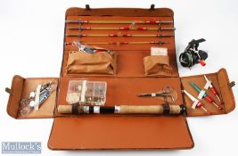 Fine Allcock's Anglers Outfit Case c1950s/60s containing 5