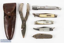 Selection of Fishing Knives and Tools (6) inc Shakespeare knife and priest combination, anglers'