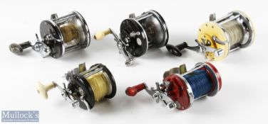 5x Assorted Multiplier Sea Reels - True Temper 981E Ocean City, Ocean City 112 (missing 2 screws)