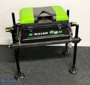 Maver ES Fishing Seat, with a selection of fishing accessories inside lidded seat - with noted items