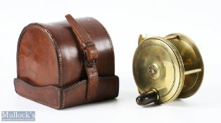 Chas Farlow Maker, 191 The Strand, London, brass plate wind trout fly reel, 3.5