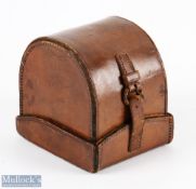 Chas Farlow & Son, The Strand, London, block leather reel case 'D' shape 4