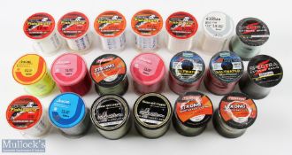 Fishing Line: a mixed lot of unused reels to include super fishing line fluorocarbon mixed