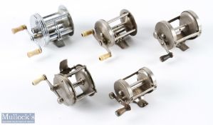 5x USA Small Multiplier Reels inc Pflueger Trump with twin handle, sliding guide, with Portage Topic