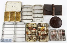 Selection of Fly Tins and Flies inc Hardy May Fly box, 3x Kilroy patent boxes, 1x Wheatley, 1x