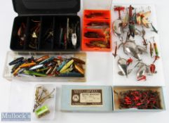 A collection of Artificial Baits, to include: Abu box with spoons, toby's, phantoms and shrimps (