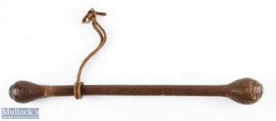 Unusual and pure priest with woven finish and lead weights, possible marking to one end, 11