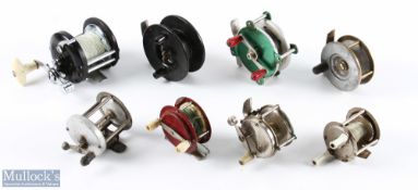 8x Assorted Unnamed Reels inc multiplier, crank wind and centre pins, smallest dia. 2