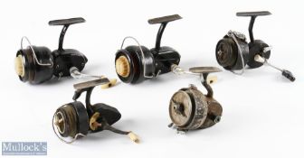 2x Peerless BAM 300 fixed spool reels, good bail, LHW, both run well; Mitchell 314 fixed spool reel,