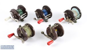 A collection of Penn USA multiplier reels, all run well: No 7.9 Bakelite, on/off check, large