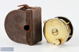 Robertson Maker, Glasgow brass and ebonite plate wind reel, 3.5