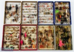 A collection of 4x Fox Boxes with over 400 flies, most wet nymph and lures