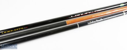 3 Telescopic Landing Net Handles, a 11ft carbon H4525 handle, a Linea effe 4.20m handle - missing