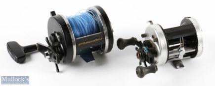 2x ABU Ambassadeur Multiplier Reels inc Ambassadeur NINE in black, foot numbered 8808889, plus an