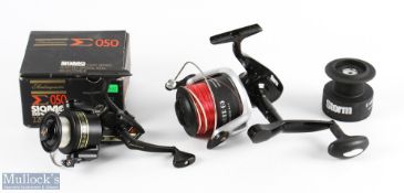 Storm Raider 65 fixed spool large reel with spare spool, runs very well, good bail, light use;