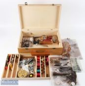 Large Modern Wooden Case and Fly Tying Accessories, case 18