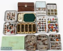 Group of Alloy Fly Boxes and Flies (8) Richard Wheatley box with sea trout flies, 3x other alloy dry