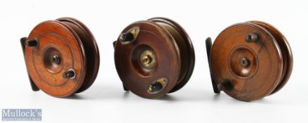 3x Wooden and Brass Reels - 4.5