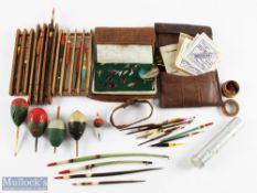 Period Fishing Tackle and Accessories: to include wooden line winders, Pike floats, quill floats,
