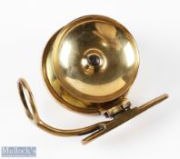Malloch Patent brass side casting reel RHW with brass line guide, runs well