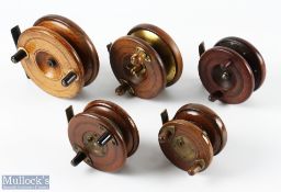 5x Assorted Wooden and Brass Reels - inc 4.5