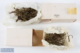2x Partridge of Redditch double handmade hooks, size 2/0, 50 per box, new old stock, in original