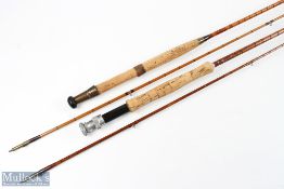 J Robertson Newcastle upon Tyne split cane fly rod 9' 2pc alloy uplocking reel seat and collar