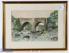 The Fishing Pool Castle Connell Co Limerick, watercolour by James Arthur Harrison 1883-1957