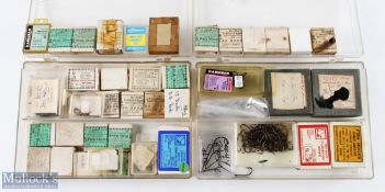 2x plastic cases with over 45 packs of mixed hooks by Allcocks, Drennan - many original sample