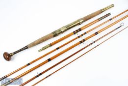 An unusual combination rod by Wilkes Redditch, made up of 6 parts, smoked bamboo and greenheart, 26