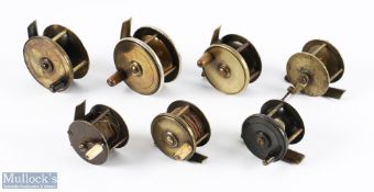 7x Assorted Brass Reels inc 2 5/8