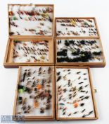 3x Sullivan Powell boxes - two with lift out trays containing a huge collection of trout and sea