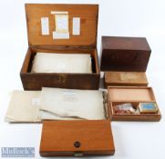 8x wooden boxes for fishing accessories - Allcocks style counter display box with 24 sections