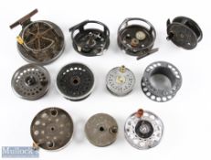 A graveyard of reels and spools, as follows - for spares: Youngs Condex, missing spool nut; 2x